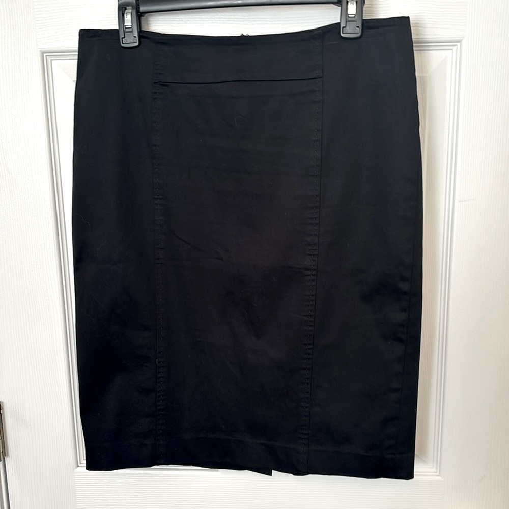 Loft Ann Taylor Seamed Stretch Pencil Skirt Black Size 10
